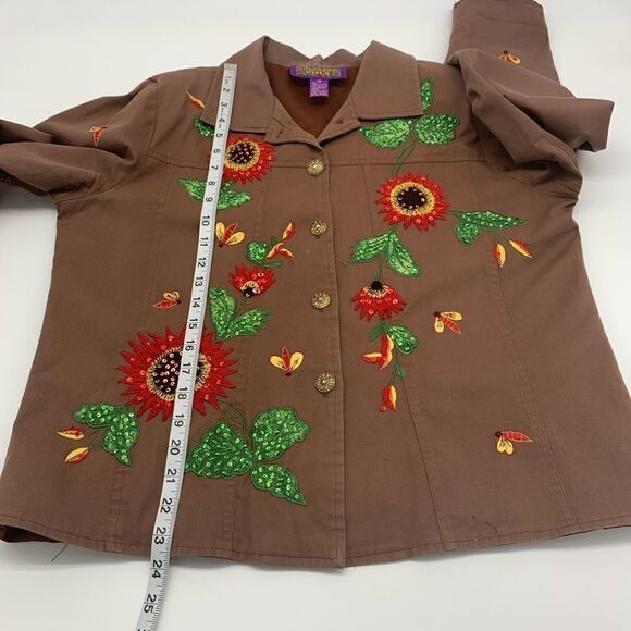 Tapestry Patch Red Flower & Bees Light Jacket Size M - Picture 8 of 12